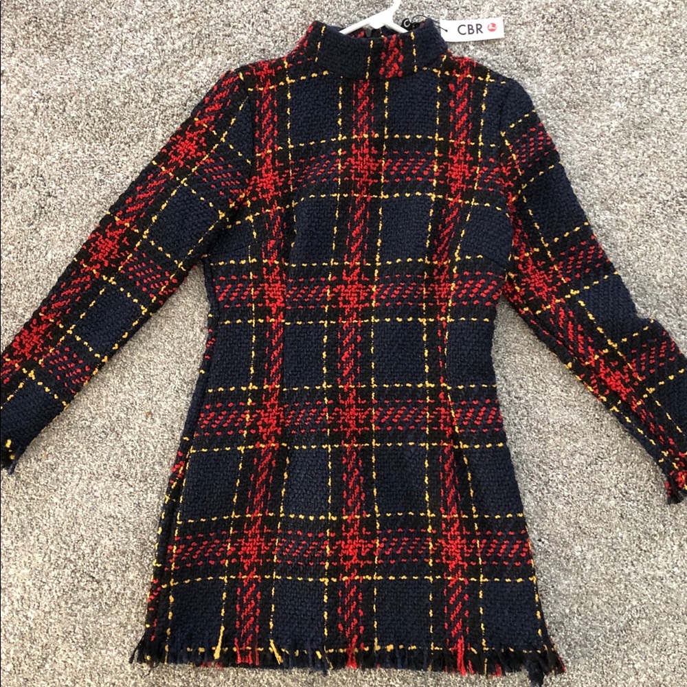Brand new never worn plaid print tassel dress